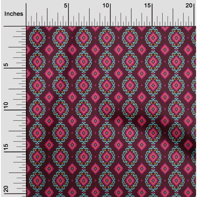 oneOone Silk Tabby Fabric Diamond & Swirl Ikat Print Fabric By Yard 42 Inch Wide
