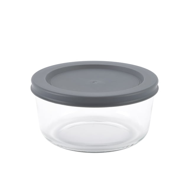 Mainstays Conteneur de stockage alimentaire en verre rond avec PE Couvercle 500ml