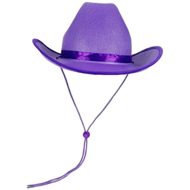 Wxirdiow Kids Cowboy Hats for Girls Kids Girls Boys Wide Brim Western Cowboy Cowgirl Hat with Wind Lanyard Felt Fedora Hat Purple Size,4-9 Years