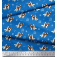 thumbnail image 3 of Soimoi Blue Satin Silk Fabric Bird,Paw & Cocker Spaniel Dog Print Sewing Fabric Yard 42 Inch Wide, 3 of 3