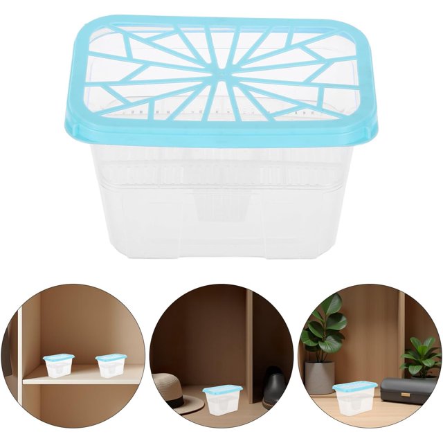 One empty moisture-absorbing box, a refillable plastic dehumidifier container, suitable for wardrobes.