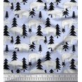 thumbnail image 1 of Soimoi Blue Moss Georgette Fabric Bear Tree Decor Fabric Printed Yard 44 Inch Wide, 1 of 3