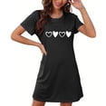 thumbnail image 4 of Chemises de Nuit Imprimées pour Femmes Manches Courtes T-Shirts de Nuit Vêtements de Nuit Décontractés Robe de Pyjama Imprimée Douce et Confortable Robe de Sommeil Classique Robes de Nuit Noir G, 4 of 5