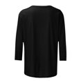 thumbnail image 4 of Chemises pour Femmes Habillées Décontractées, Chemises à Manches 3/4 pour Femmes, Tuniques à Manches Courtes Grande Taille pour Femmes, T-shirt à Manches 3/4 à Col Rond Imprimé Lettres Mode Décontractée pour Femmes, 4 of 5