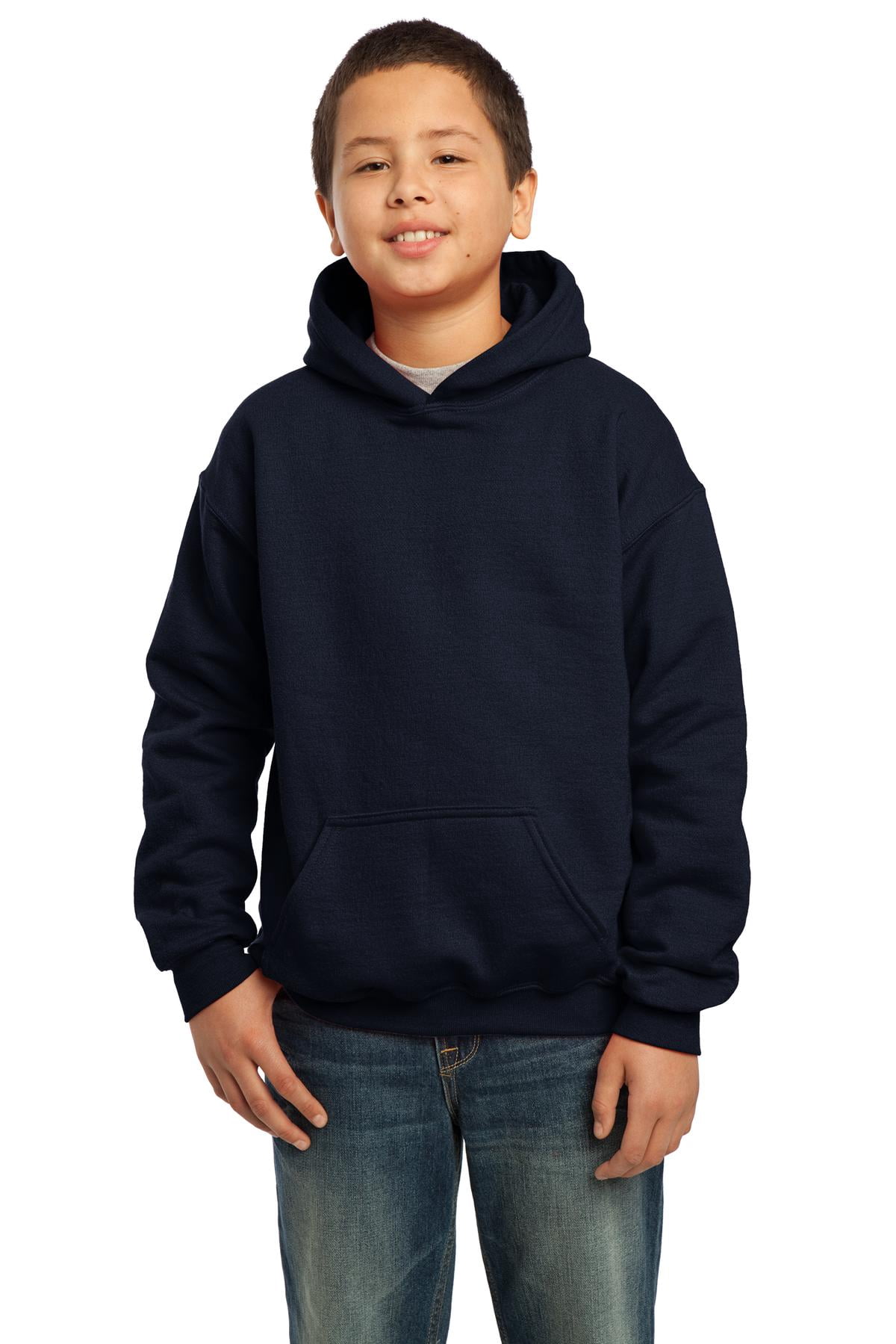 Gildan Boys Long Sleeve Front Pouch Pocket Hooded Sweatshirt. 18500B