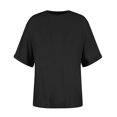 thumbnail image 3 of Timegard Hauts Grande Taille pour Femmes Coton Lin Col en V Cranté Bouton Manches Courtes Blouse Ample Décontractée, 3 of 6