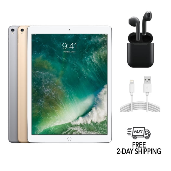 iPad Pro Apple Remis à Neuf 12,9 Po (2e Gén.) A1670 (Wi‐Fi) 256 Go Or (Grade A+) avec Écouteurs Sans Fil