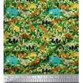 thumbnail image 1 of Soimoi Rayon Fabric Leaves,Parrot & Zoo Animals Jungle Printed Fabric 1 Yard 42 Inch Wide, 1 of 3