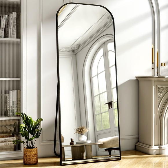BEAUTYPEAK 21"x57" Rounded Top Full Length Mirror Floor Mirror,Black