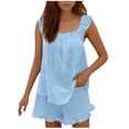 thumbnail image 2 of Choix Populaires, Mode Femme Col Rond, Manches Courtes Unies Décontractées, Ensembles de Shorts de Sortie, Ajustement Confortable, Tenue Polyvalente, Usage Quotidien, Ceinture Élastique, Tissu Extensible Décontracté et Décontracté, 2 of 9