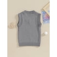 thumbnail image 4 of FOCUSNORM Toddler Sweater Vest Lightweight Sleeveless V Neck Solid Color Pullover Knitted Tank Tops, 4 of 9