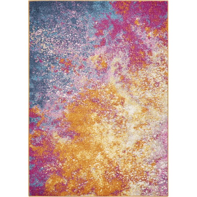 homeroots home decor 385379 5’ x 7’ Abstract Brights Sunburst Area Rug
