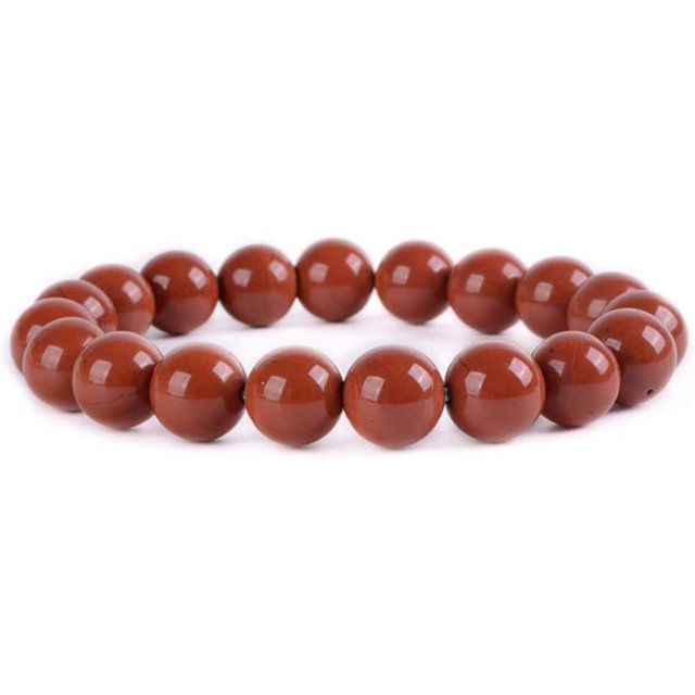 Natural Red Jasper Gemstone 10mm Round Beads Stretch Bracelet 7" Unisex