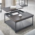 thumbnail image 2 of Bowery Hill Table de Cocktail Carrée à Plateau Relevable en Métal Chêne Fumé et Noir, 2 of 7