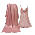 thumbnail image 1 of LNGOOR Ensembles de Pyjama en Satin de Soie pour Femmes 2 Pcs Camisole Chemise de Nuit avec Robes Vêtements de Nuit Robe de Mariée Rose, 1 of 5