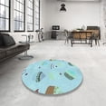 thumbnail image 4 of Ahgly Company Tapis de Zone Rectangulaire Transitionnel Bleu Tron pour Intérieur, Lavable à la Machine, 3 Pieds x 5 Pieds, 4 of 7