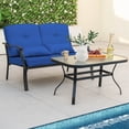 thumbnail image 1 of Costway Ensemble de Mobilier de Patio 2 Pcs Causeuse d'Extérieur Chaise Table Basse Siège Coussiné Bleu Marine, 1 of 7