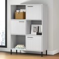 thumbnail image 1 of vidaXL Bookcase with Metal Legs White 90x35x128.5 cm Solid Wood OSLO, 1 of 5