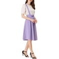 thumbnail image 4 of Unique Bargains Jupe Midi Plissée à Bretelles Rétro à Taille Élastique pour Femme Violet TP, 4 of 6