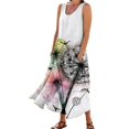 thumbnail image 1 of TJAZFJPA Robe Blanche à Manches Longues Mode Femme Col Rond Décontractée Imprimé Pissenlit 3D Sans Poignets Poche Longue Robe Débardeur Robe Décontractée Robes de Plage Robe Maxi d'Été, 1 of 6