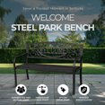 thumbnail image 3 of Four Seasons Courtyard Welcome Steel Park Bench, 500 Pound Capacity, Black, 3 of 8
