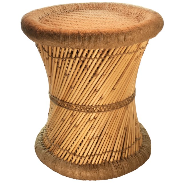 Natural Geo Tabouret d'Appoint en Moray - Beige Tissé à la Main