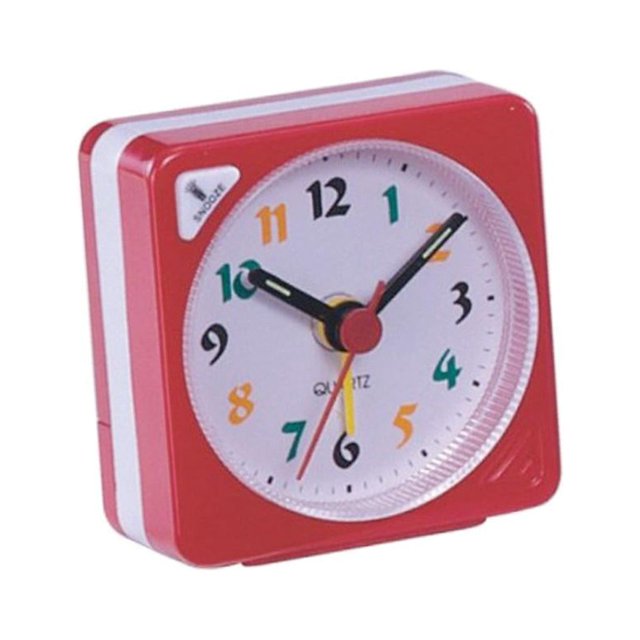 GUOOL Classic Mini Battery Alarm Clock Small Sauqre Travel Clock With Light And Snooze Red