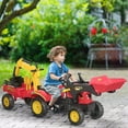thumbnail image 2 of Aosom 3 in 1 Kids Ride On Excavator Toy with 6 Wheels, Bulldozer with Controllable Cargo Trailer & Easy Pedal Controls, 2 of 10
