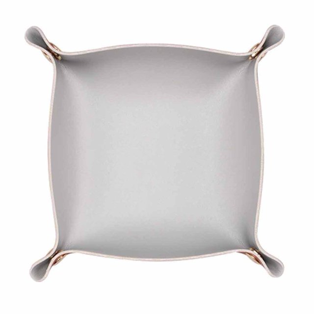Key Storage Box Multi-purpose Snap Button Design Faux Leather Desktop Jewelry Cosmetic Plate Tray for Home
