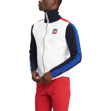 Tommy Hilfiger Men’s Lloyd Zip-Front Graphic Sweatshirt (White, L)