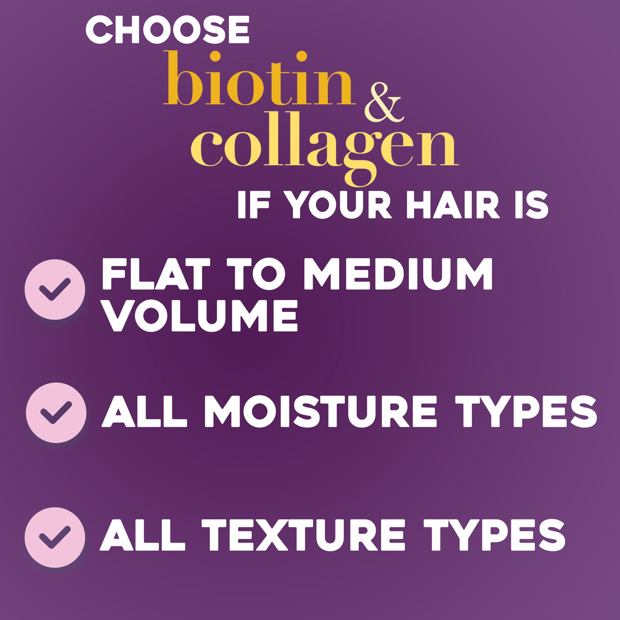 OGX Thick & Full + Biotin & Collagen Volumizing Conditioner, Nutrient-Infused Conditioner with Vitamin B7 Biotin Gives Hair Volume & Body for 72+ Hours, Sulfate-Free Surfactants