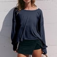 thumbnail image 2 of Timegard Womens Tops Drop Shoulder Backless Cutout Tops Fall Casual Loose Comfy Cropped Blouse Tee, 2 of 9