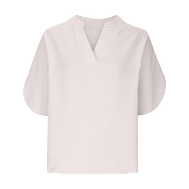 AherBiu Hauts pour Femmes Robe Décontractée Col en V Manches Courtes Été Couleur Unie Coupe Ample Blouse Confortable Hauts