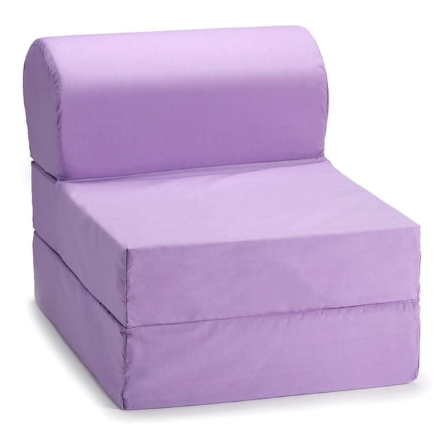 ComfyKids® Chaise 2-en-1 à Bascule en Lavande et Violet, Présentée comme une Chaise avec Dossier Arrondi et Siège Épais Rembourré Recouvert de polyester Doux, Conçue pour l'Assise au Salon des Enfants et Se Retourne Facilement en Lit pour des Siestes Ou des Soirées Pyjama.