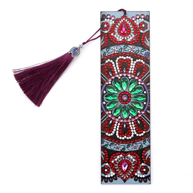 5D DIY Special Shaped Diamond Leather Tassel Book Marker Embroidery Crafts
