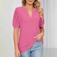 thumbnail image 2 of Liquidation d'Économies! Hauts pour Femmes Grande Taille, Blouse d'Été à Manches Courtes pour Femmes, Blouse Décontractée à Manches Courtes Unie pour Femme à Col en V, 2 of 5