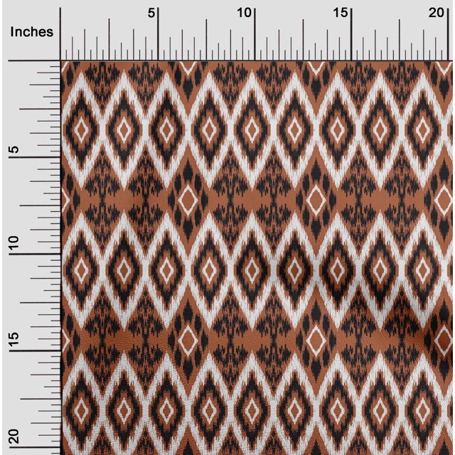 oneOone Cotton Poplin Fabric Geometric Ikat Print Fabric BTY 56 Inch Wide