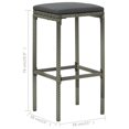 thumbnail image 4 of vidaXL Bar Stools with Cushions 6 pcs Grey Poly Rattan, 4 of 5