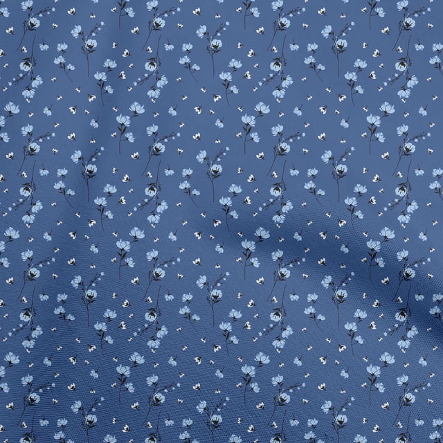 oneOone Rayon Dark Blue Fabric Floral Sewing Craft Projects Fabric Prints By Yard 56 Inch Wide