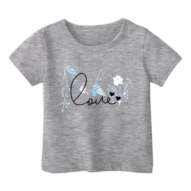 Chandail Court de Danse 2t Chandails à Manches Longues Filles Garçon et Fille Mode Décontractée Imprimé Col Rond Ample T-Shirt à Manches Courtes Haut