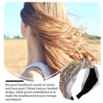 thumbnail image 3 of Bandeaux Nœud Papillon Bandeau Broderie Paillettes Perles Turban Grand Réglable Accessoires Femmes Beige Perle Nœud, 3 of 8