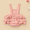 thumbnail image 3 of Baby Summer Ruffle Romper  Sleeveless Elastic Waist Rainbow Embroidery Strap Bodysuit, 3 of 6