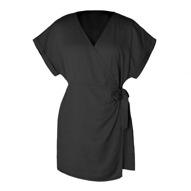 HBFAGFB Womens Jumpsuit Solid Color Simple V Neck Short Sleeve Rompers for Women Dressy Black Size S