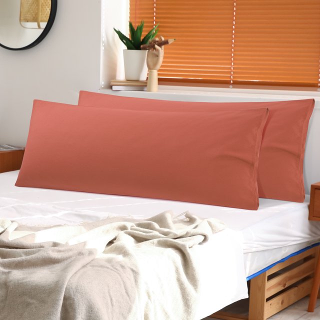 PiccoCasa 2 Pcs Body Pillowcases Microfiber Envelope Long Pillowcover, Queen Orange