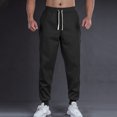 thumbnail image 3 of Ceisia Men Solid Color Loose Casual Pants Elastic Waist Drawstring Sports Gift Work Trousers, 3 of 4