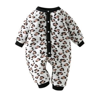 TBWNWG Girl Overalls,Baby Girls Boys Cartoon Leopard Print Jumpsuit Romper Winter Warm Clothes Girls Spring Outfits Size 6-9 Months