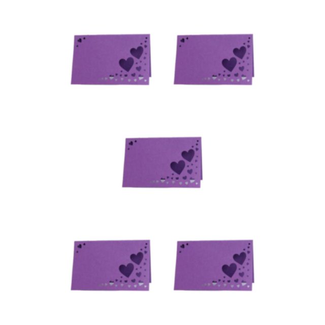 Redempat 1/2/3/5 50pcs Add Touch Of Sophistication With Heart Hollow Table Namecards Empty deep purple 5PCS