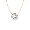 thumbnail image 1 of Angara Collier en Diamant Naturel - Collier Solitaire en Diamant Rond Serti Clos en Or Rose 14 K pour Femmes, 1 of 10