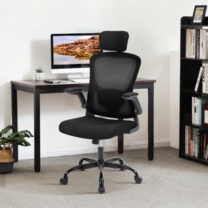 Chaise de bureau Ergonomic Desk Chair, chaise haute en arrière pour les longues heures Confortable, pivotant chaise de travail de la direction pour le bureau à domicile avec support de dos réglable & Accoudoirs