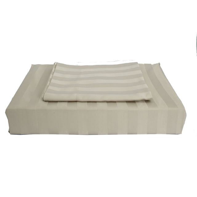 Maholi Bamboo Stripe Duvet Cover Set folded with beige and cream stripes, made from 100% rayon from bamboo for breathability and softness, ideal for eco-friendly bedding and enhancing sleep comfort, also suitable as a lightweight decorative throw.